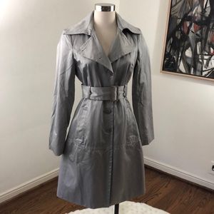 Sugar Fly Silver Satin Trench Coat